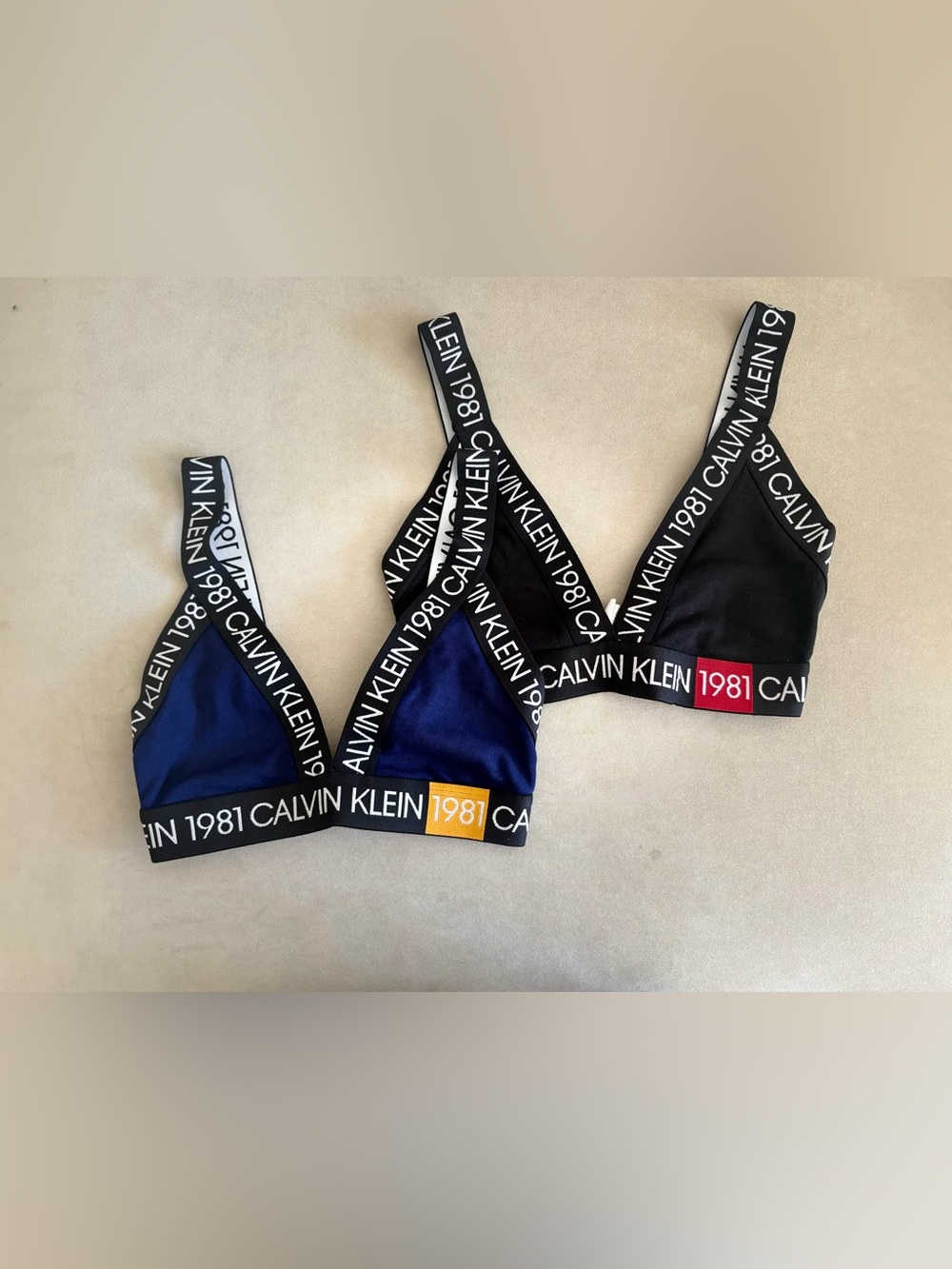 Calvin Klein Navy and Black Triangle Bralettes